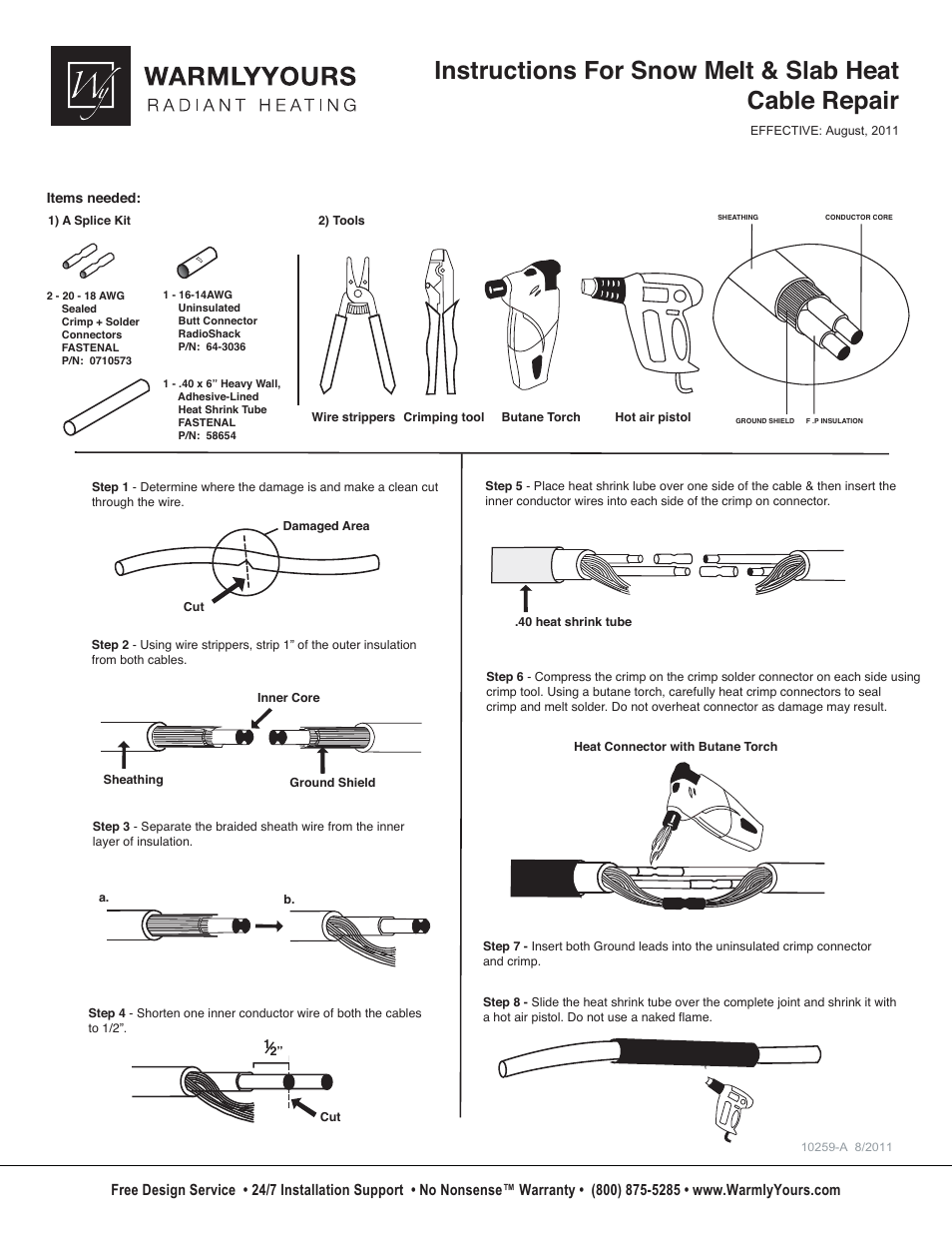 WarmlyYours Snow Melt & Slab Heat Cable Repair User Manual | 1 page