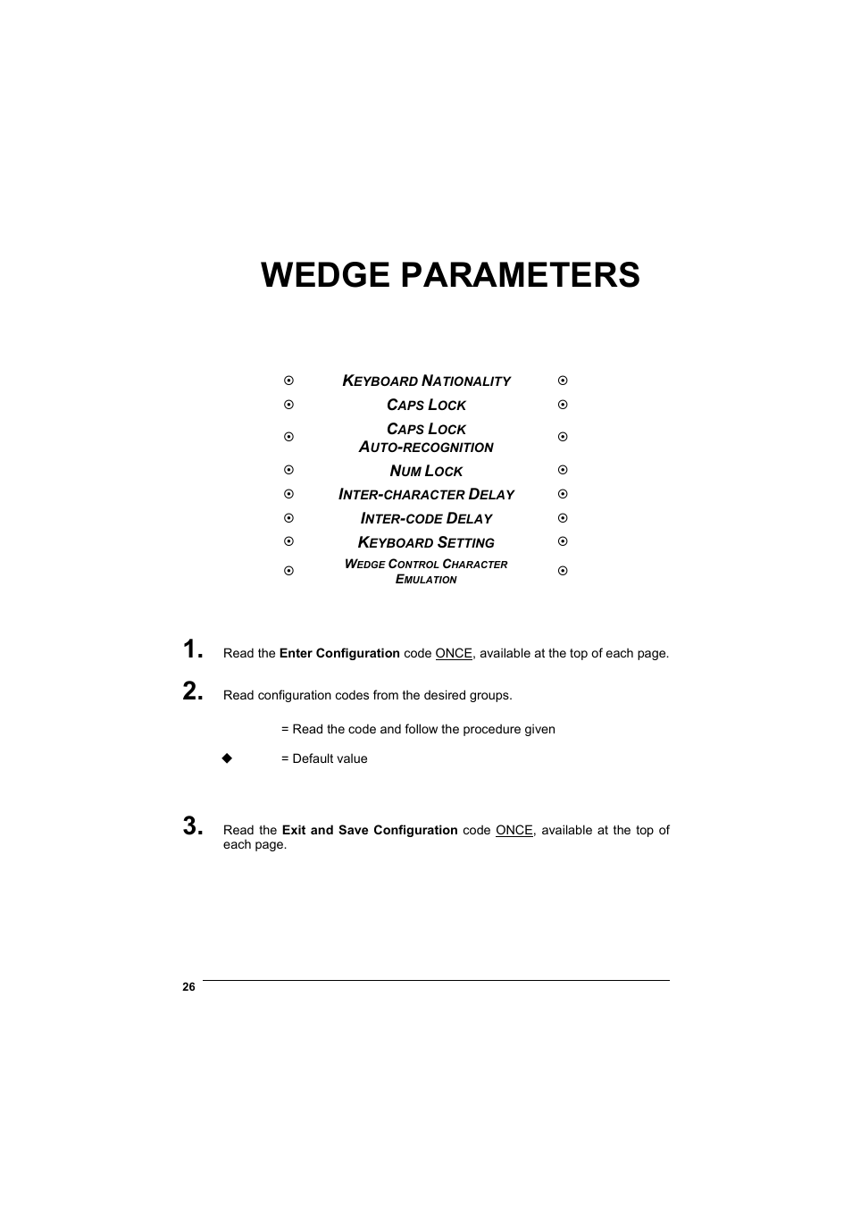 Wedge parameters | Wasp Barcode WLS8600 Product Reference Guide User Manual | Page 32 / 144