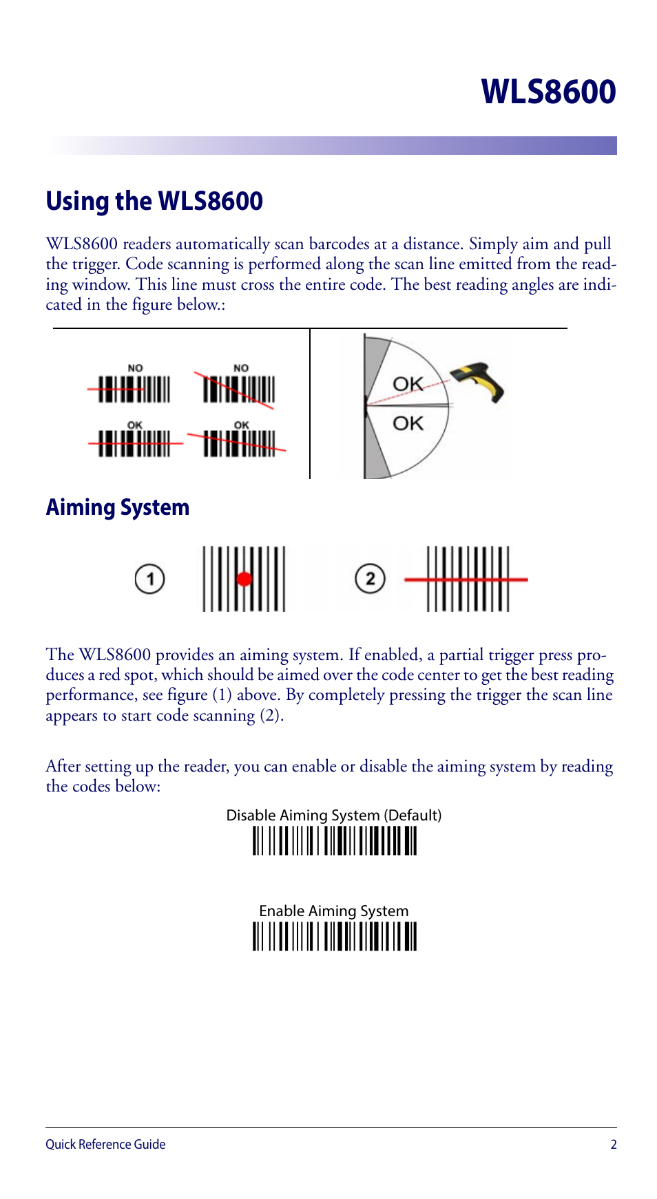 Wls8600, Using the wls8600, Aiming system | Ì$+bj0$-