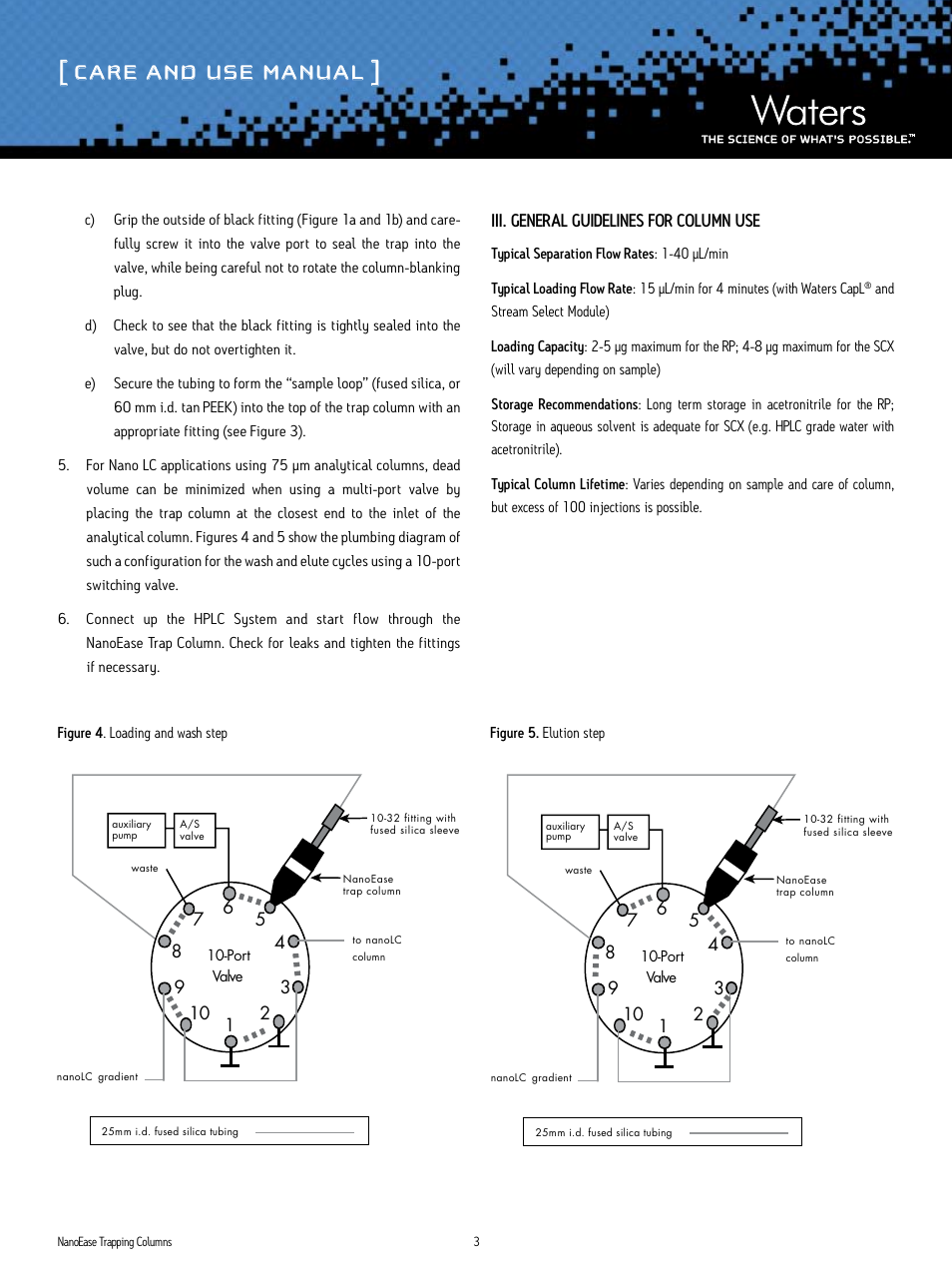Care and use manual | Waters NanoEase Trapping Columns User Manual | Page 3 / 4