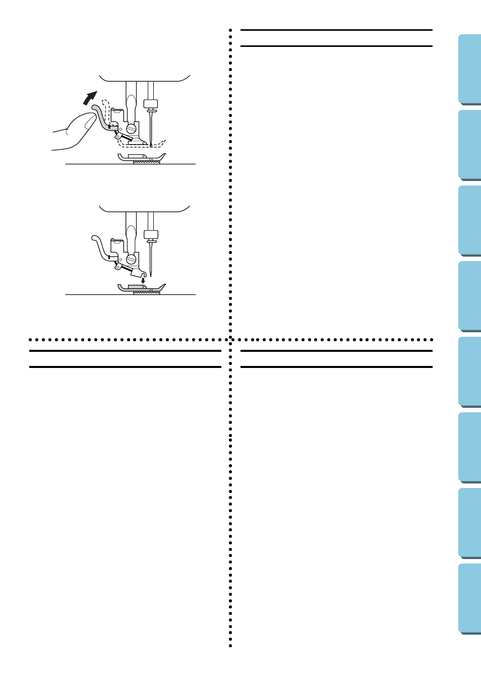 Changing the presser foot, Cambio del prensatelas, Sostituzione del piedino premistoffa | Brother XL-5032 User Manual | Page 16 / 83