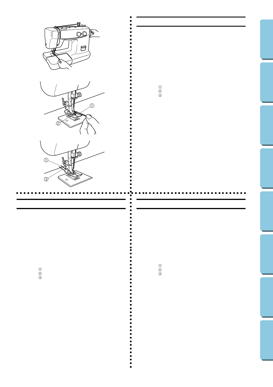 Drawing up lower thread, Para sacar el hilo de la canilla, Raccolta del filo inferiore | Brother XL-5032 User Manual | Page 38 / 83