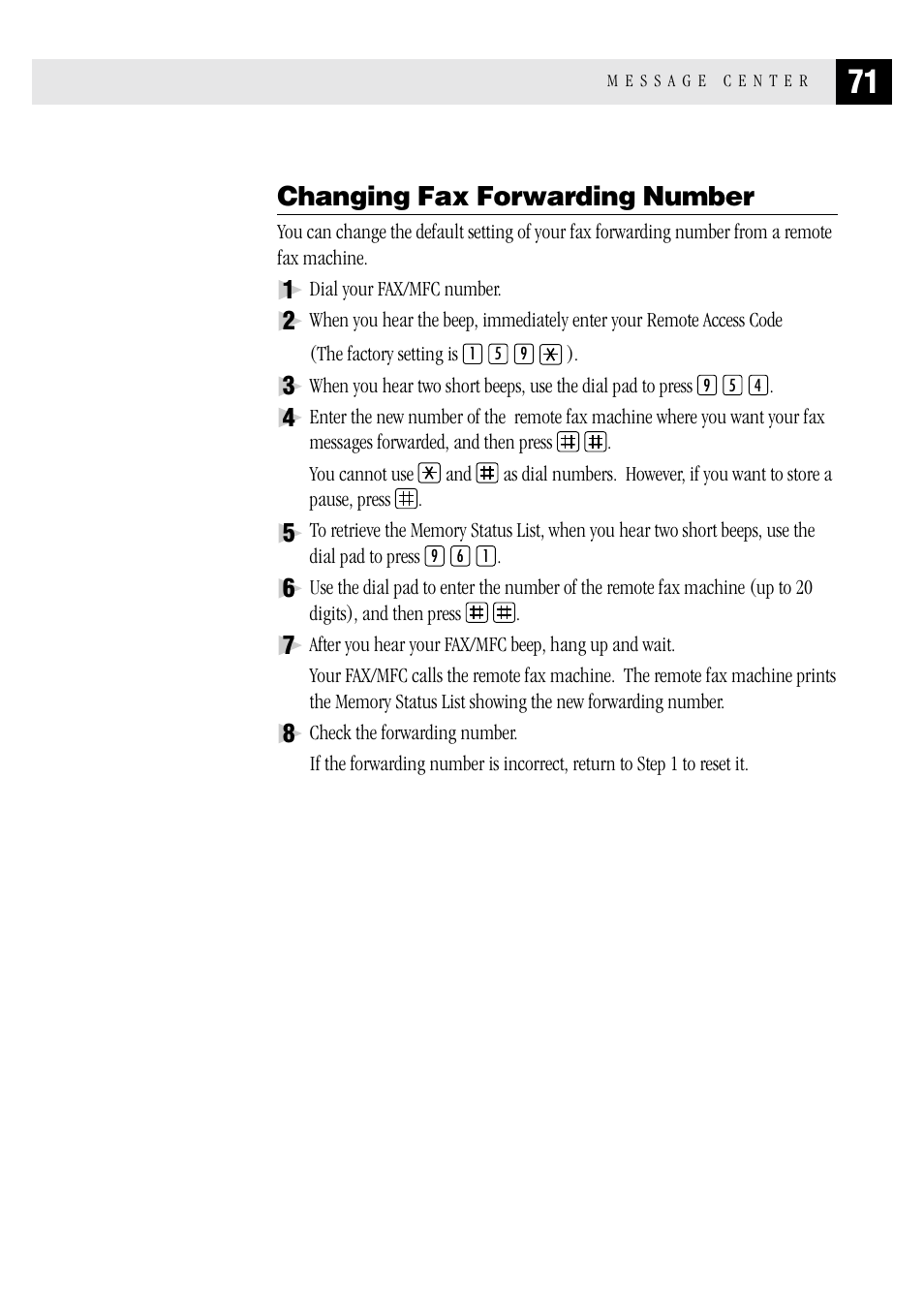 Changing fax forwarding number | Brother MFC 1970MC User Manual | Page 79 / 136