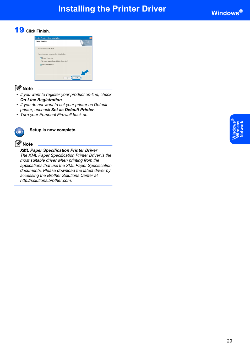Installing the printer driver, Windows | Brother HL-2170W User Manual | Page 31 / 52