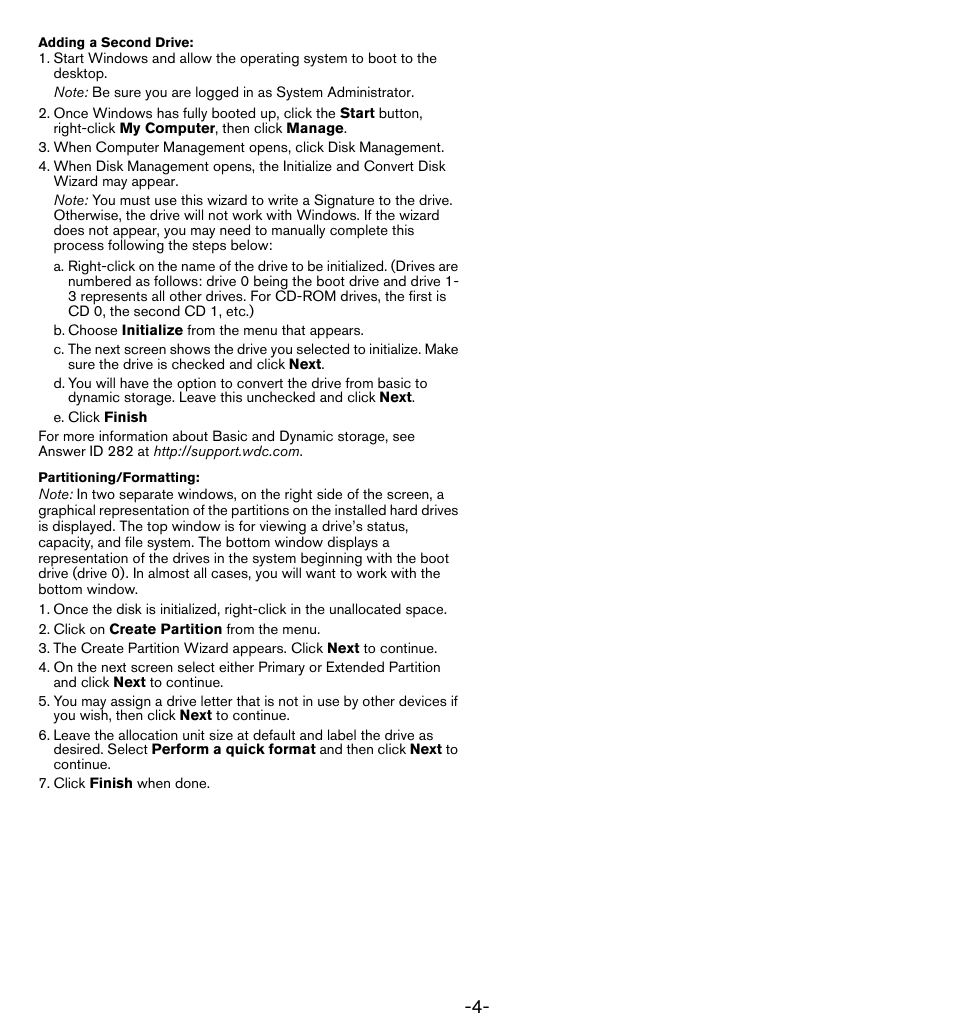 B. choose initialize from the menu that appears, E. click finish, Click on create partition from the menu | Click finish when done | Western Digital WD VelociRaptor User Manual User Manual | Page 6 / 7