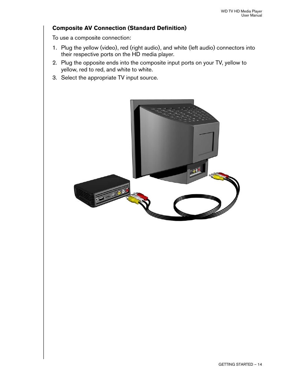 Composite av connection (standard definition) | Western Digital WD TV HD Media Player (Gen 2) User Manual User Manual | Page 17 / 92