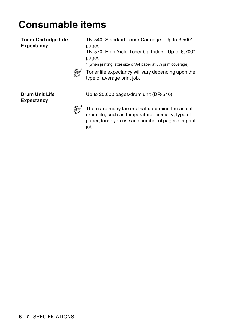 Consumable items | Brother MFC-8440  B User Manual | Page 220 / 231