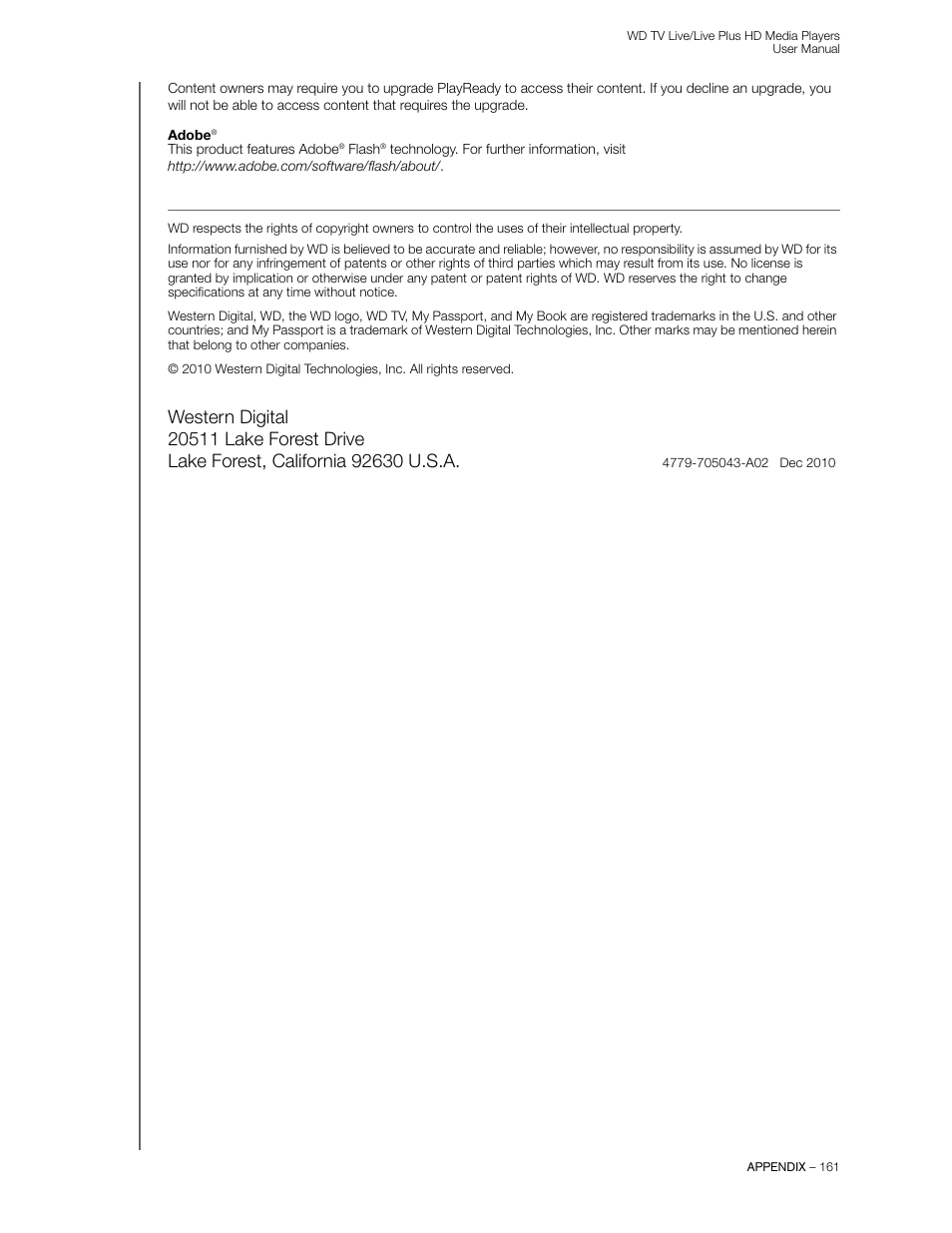 Western Digital WD TV Live/Live Plus Media Player User Manual User Manual | Page 165 / 170