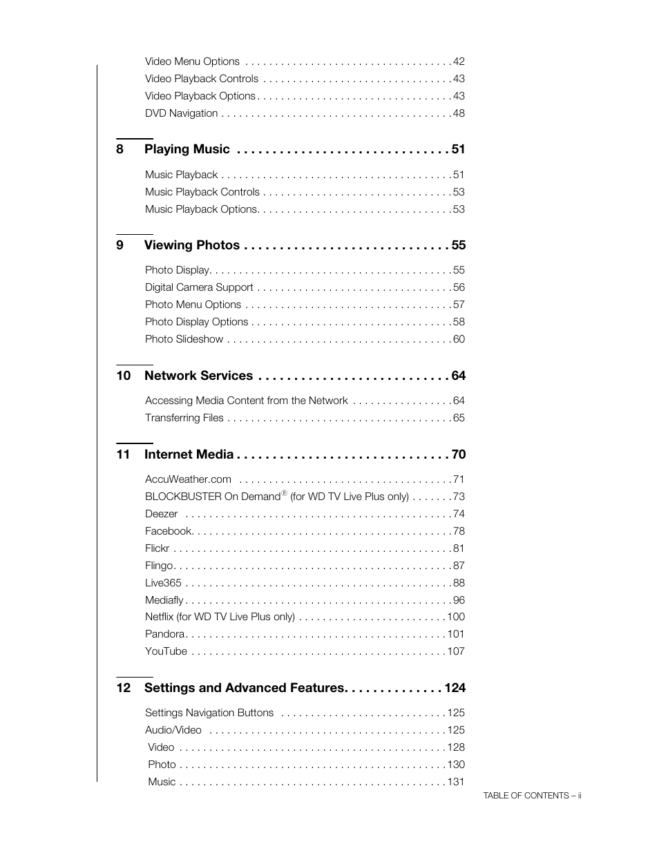 Western Digital WD TV Live/Live Plus Media Player User Manual User Manual | Page 3 / 170