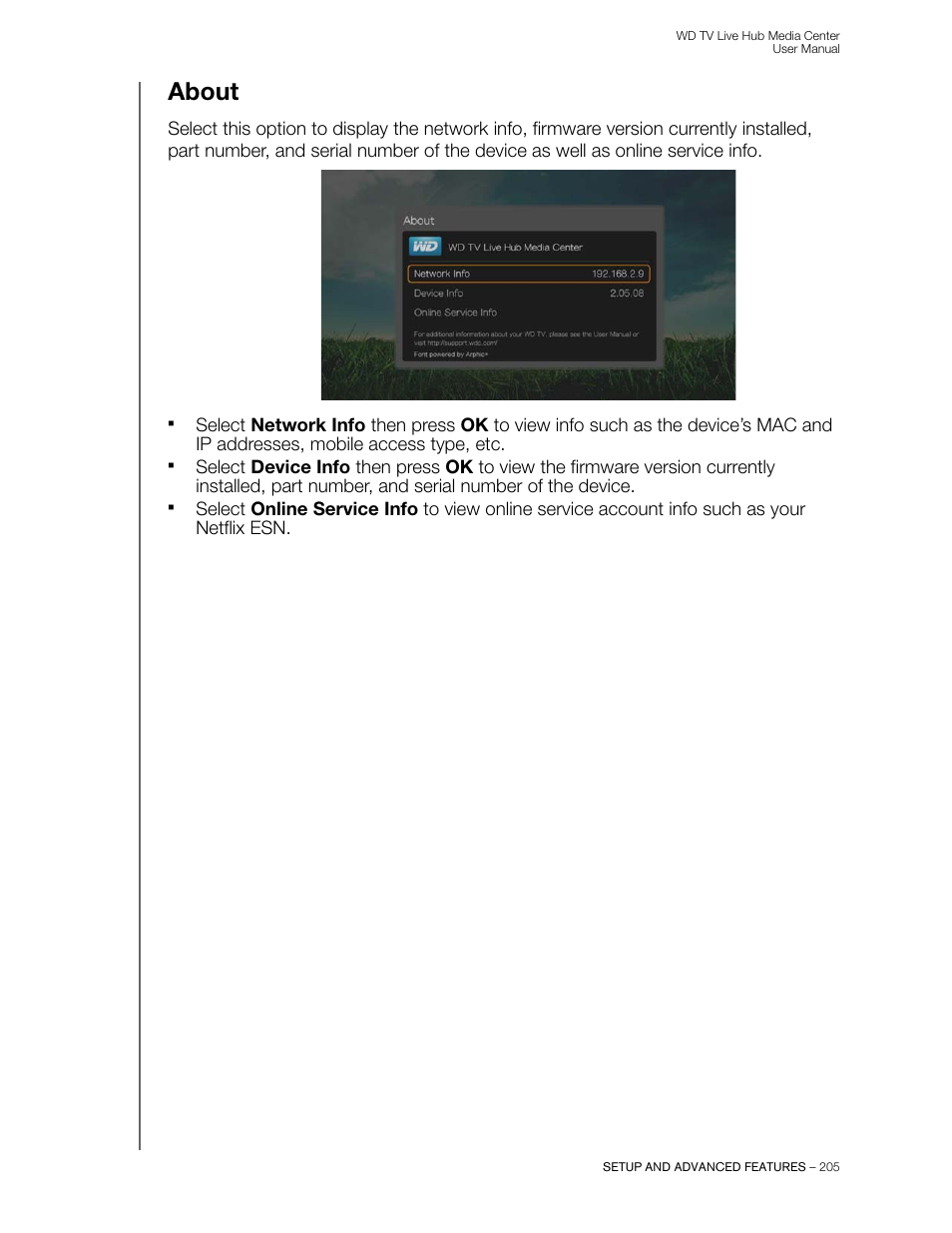 About | Western Digital WD TV Live Hub Media Center User Manual User Manual | Page 210 / 241