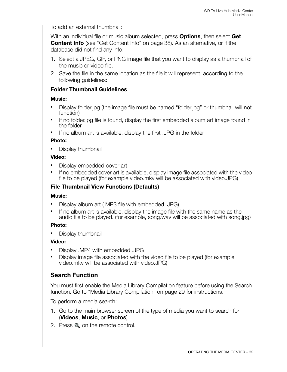 Search function | Western Digital WD TV Live Hub Media Center User Manual User Manual | Page 37 / 241