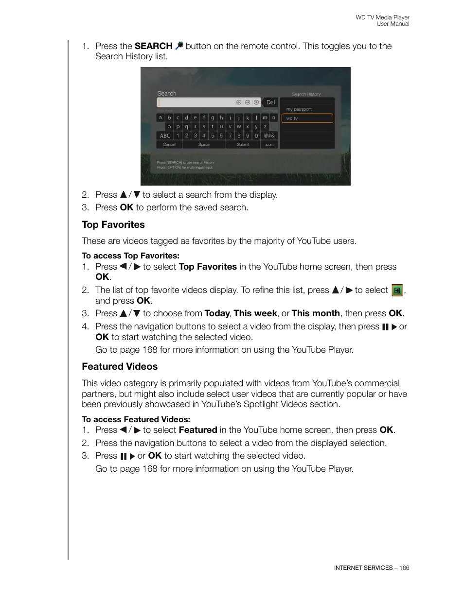 Top favorites, Featured videos | Western Digital WD TV User Manual User Manual | Page 171 / 244