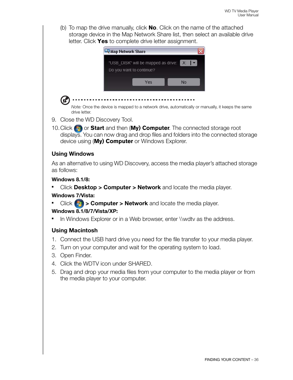 Using windows, Using macintosh | Western Digital WD TV User Manual User Manual | Page 41 / 244