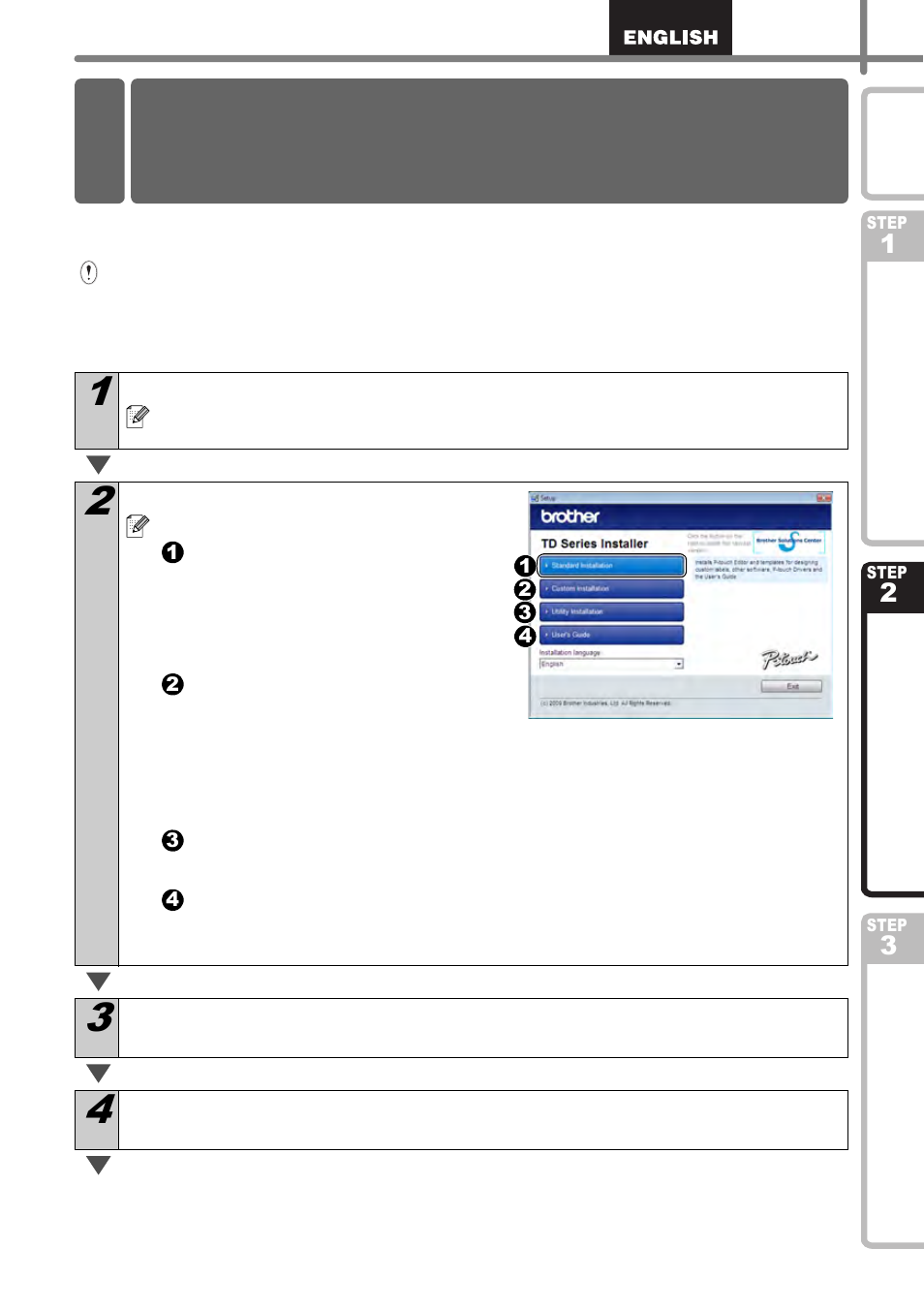 Installing the software for td- 4100n | Brother TD4000 User Manual | Page 23 / 80