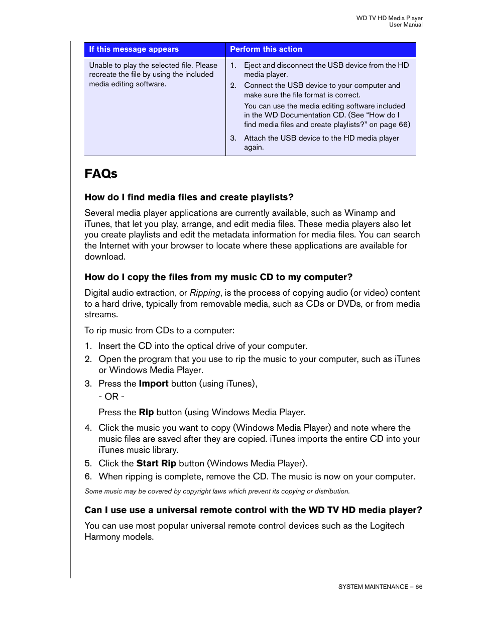 Faqs, How do i find media files and create playlists | Western Digital WD TV HD Media Player (Gen 1) User Manual User Manual | Page 69 / 81