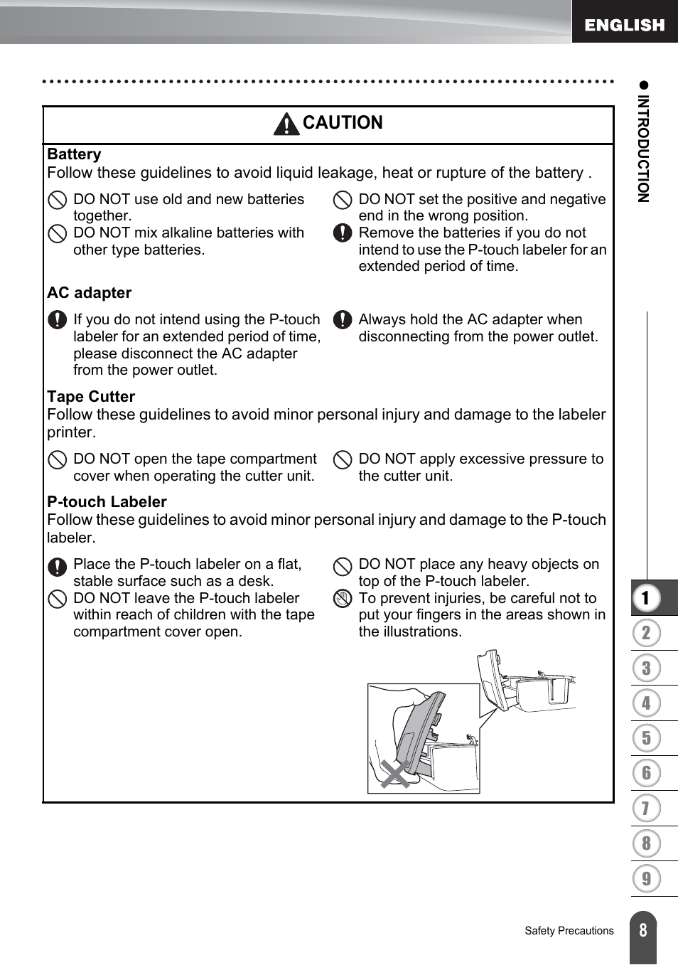 Caution | Brother PT-2730 User Manual | Page 15 / 88