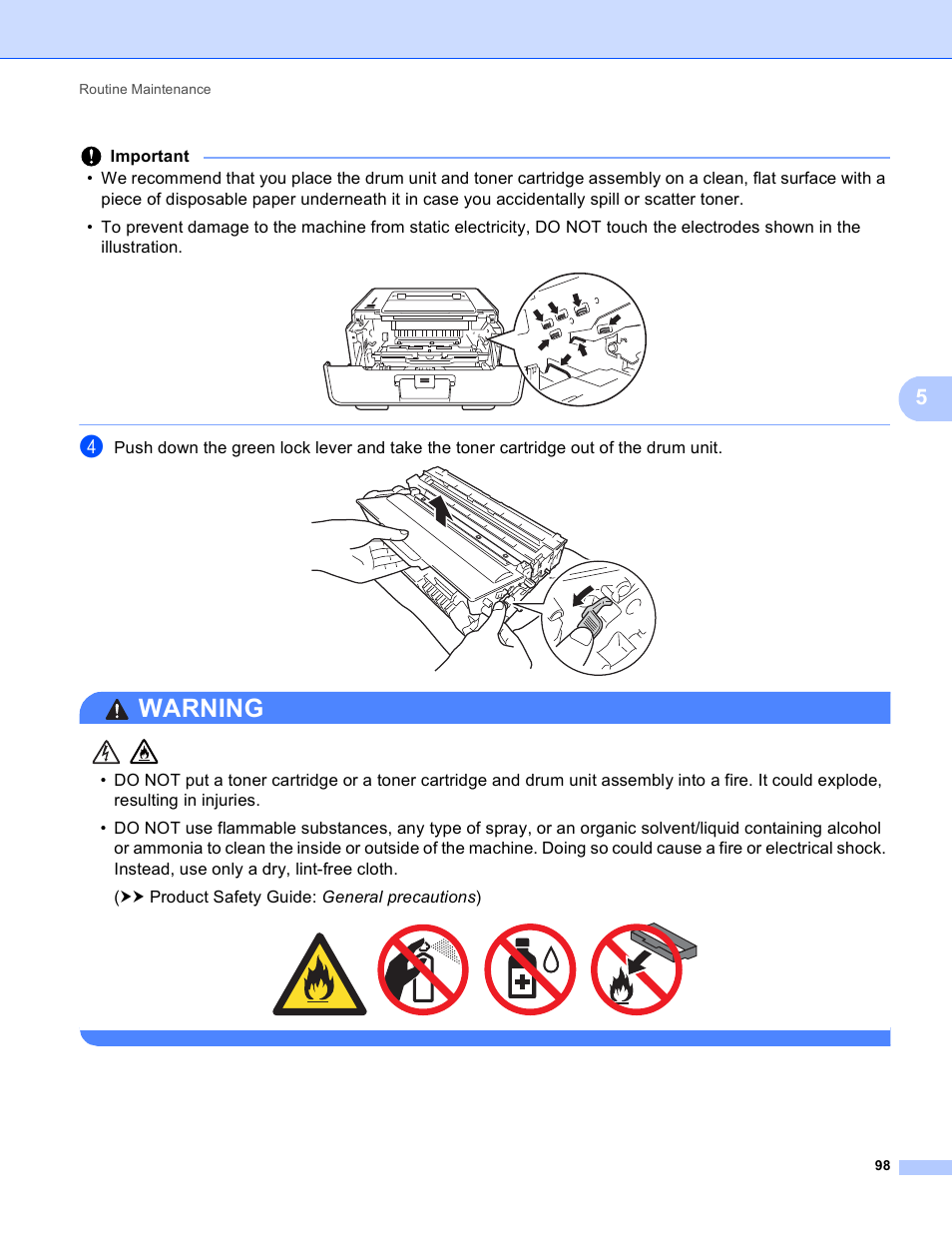 Warning | Brother HL-5450DNT User Manual | Page 104 / 167
