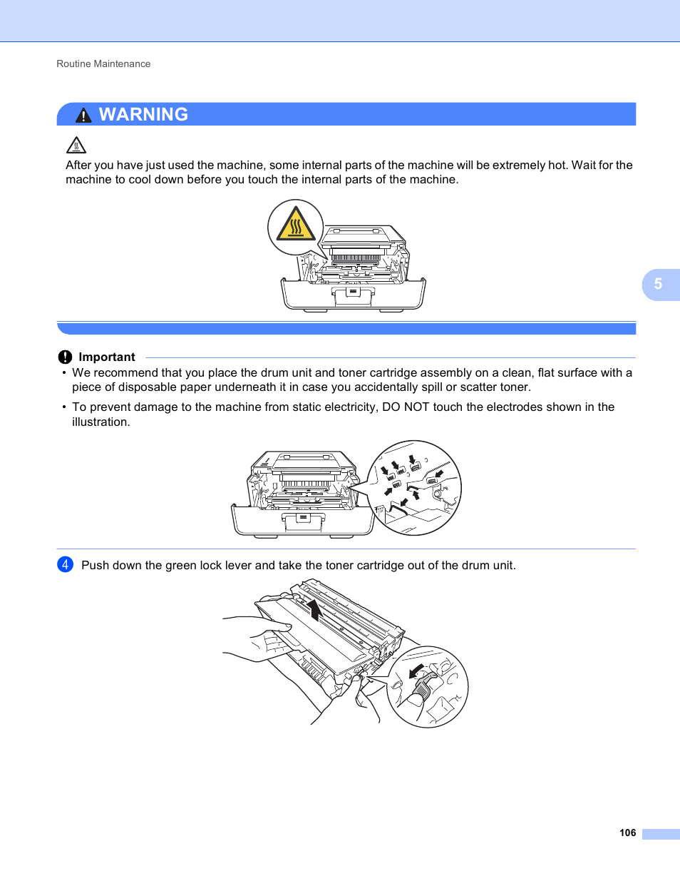 Warning | Brother HL-5450DNT User Manual | Page 112 / 167