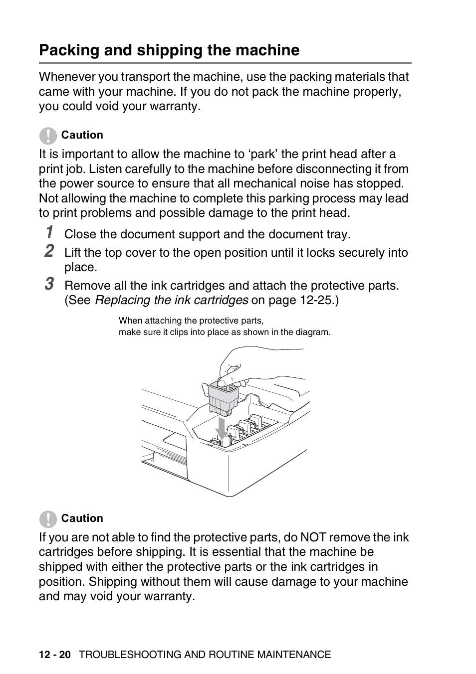 Packing and shipping the machine, Packing and shipping the machine -20 | Brother FAX-1840CN User Manual | Page 161 / 220