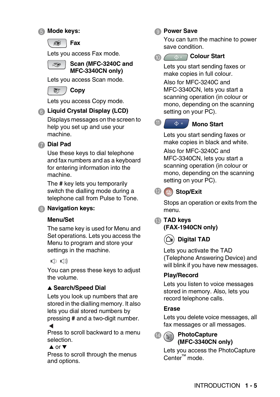Brother FAX-1840CN User Manual | Page 22 / 220