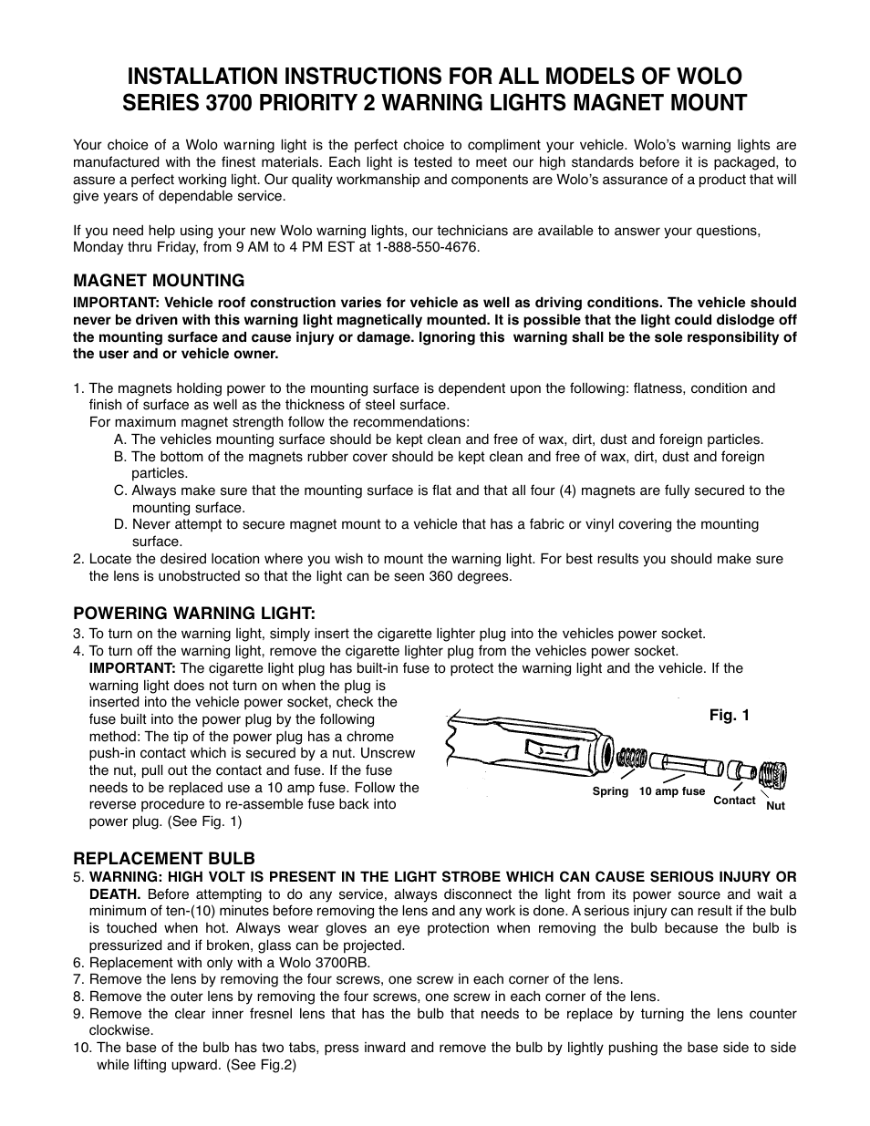 Wolo 3700M SERIES Priority 2 User Manual | 2 pages