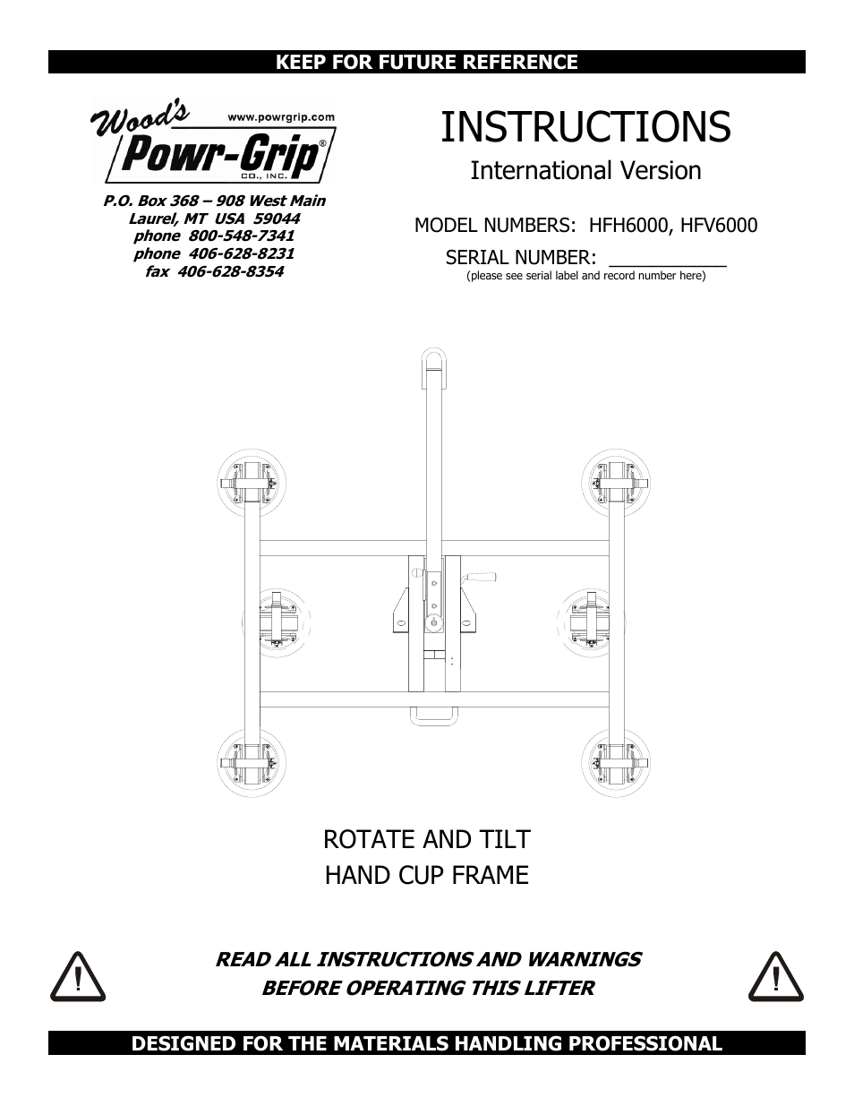 Wood’s Powr-Grip HFV6000 User Manual | 21 pages