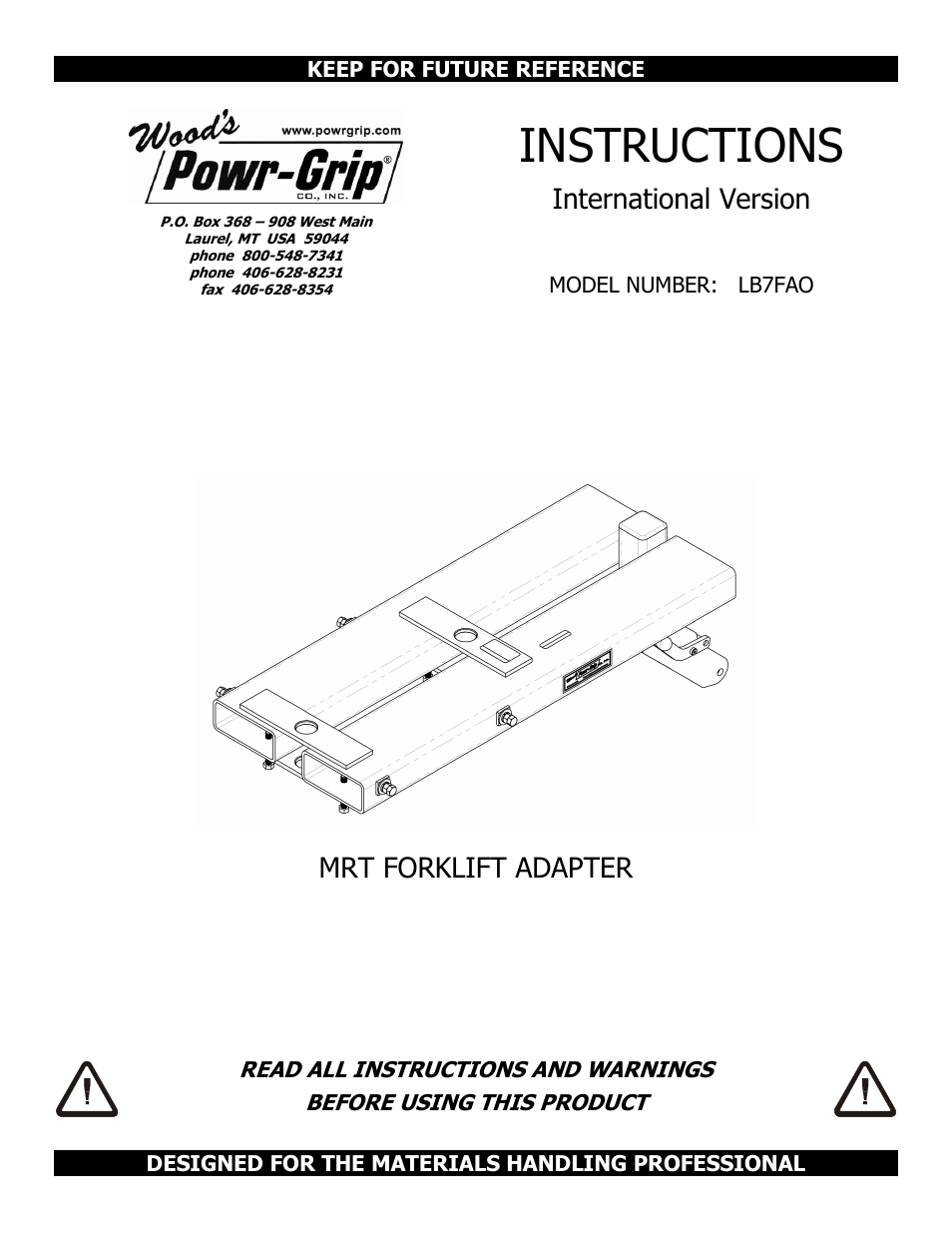 Wood’s Powr-Grip LB7FAO User Manual | 7 pages