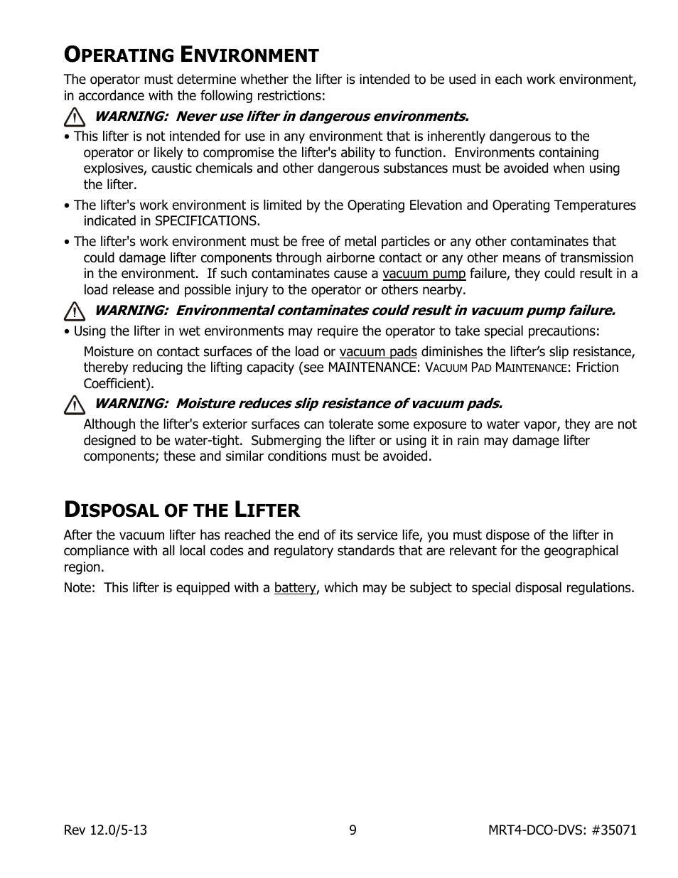 Perating, Nvironment, Isposal of the | Ifter | Wood’s Powr-Grip MRT49DCO User Manual | Page 11 / 34