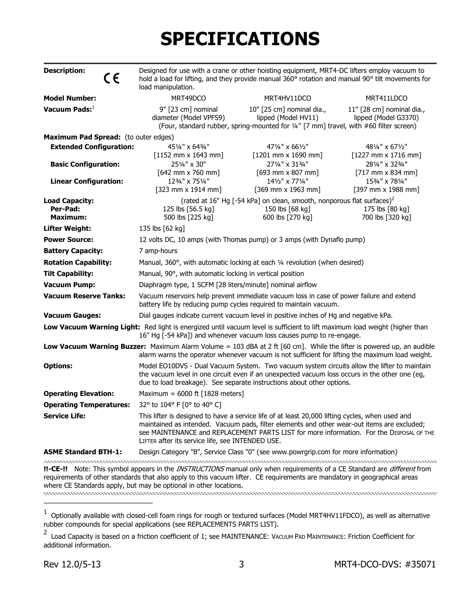 Specifications | Wood’s Powr-Grip MRT49DCO User Manual | Page 5 / 34