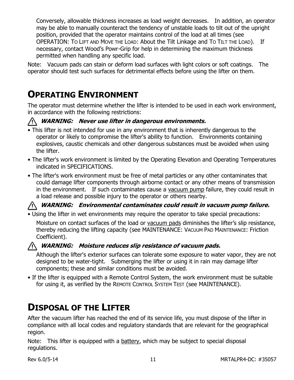 Perating, Nvironment, Isposal of the | Ifter | Wood’s Powr-Grip MRTALPR4FS10TDC User Manual | Page 13 / 38