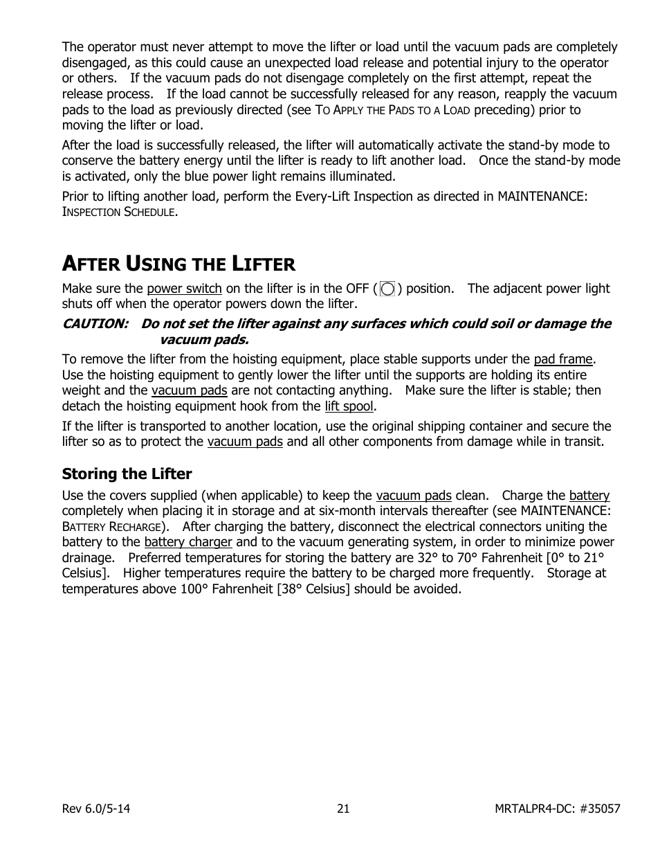 Fter, Sing the, Ifter | Storing the lifter | Wood’s Powr-Grip MRTALPR4FS10TDC User Manual | Page 23 / 38