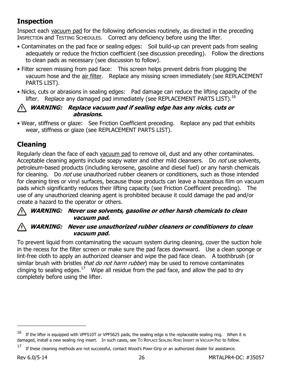 Inspection, Cleaning | Wood’s Powr-Grip MRTALPR4FS10TDC User Manual | Page 28 / 38