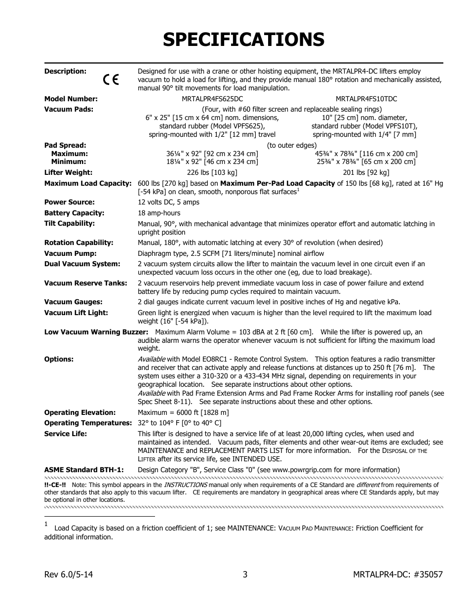 Specifications | Wood’s Powr-Grip MRTALPR4FS10TDC User Manual | Page 5 / 38