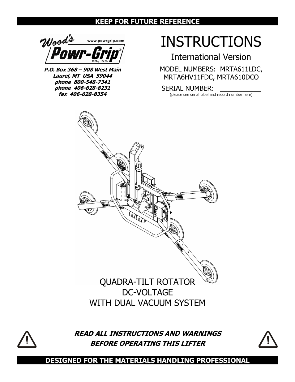 Wood’s Powr-Grip MRTA611LDC User Manual | 35 pages