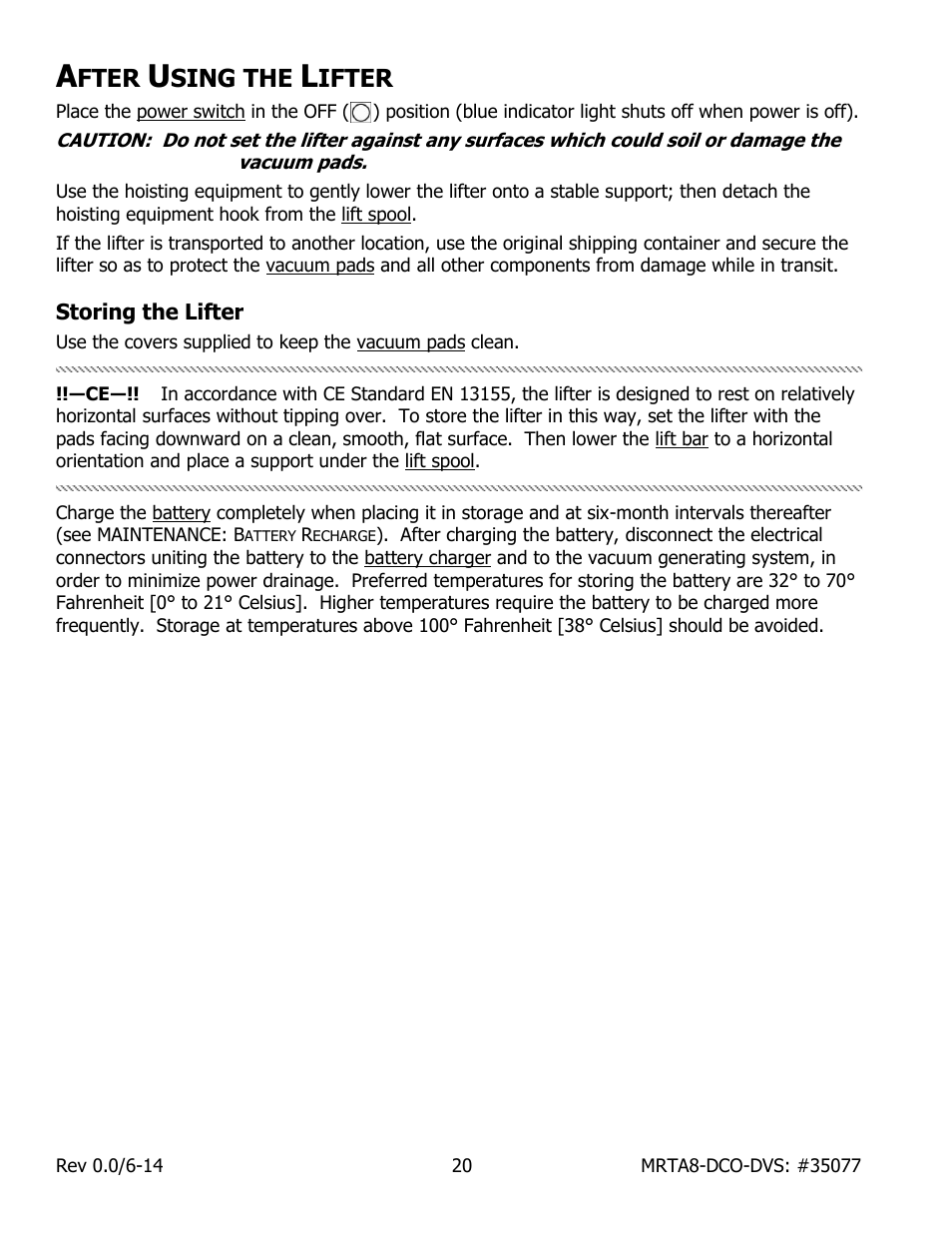 Fter, Sing the, Ifter | Storing the lifter | Wood’s Powr-Grip MRTA811LDCO User Manual | Page 22 / 38