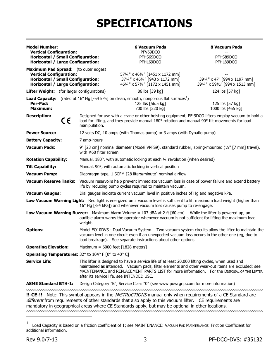 Specifications | Wood’s Powr-Grip PFHL89DCO User Manual | Page 5 / 32