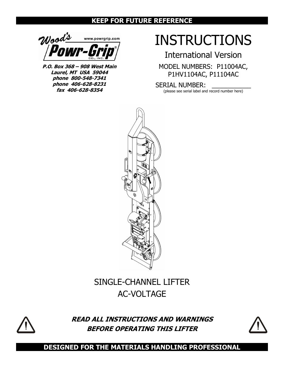 Wood’s Powr-Grip P11104AC User Manual | 24 pages