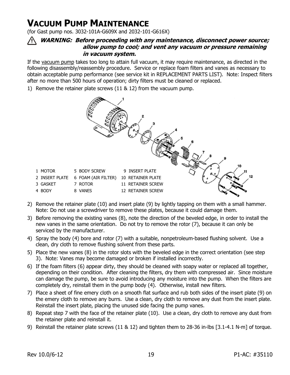 Acuum, Aintenance | Wood’s Powr-Grip P11104AC User Manual | Page 21 / 24