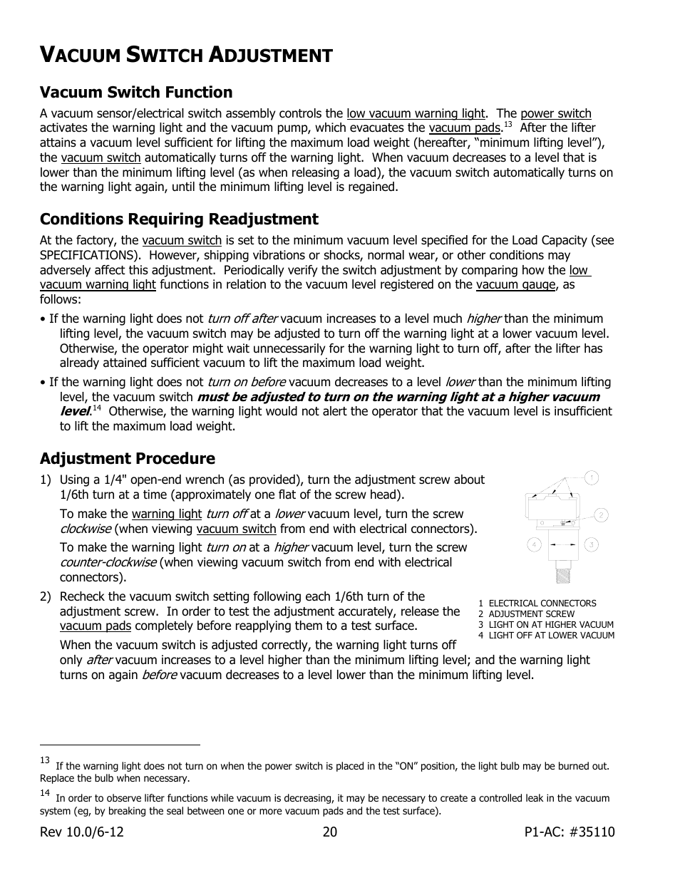 Acuum, Witch, Djustment | Wood’s Powr-Grip P11104AC User Manual | Page 22 / 24