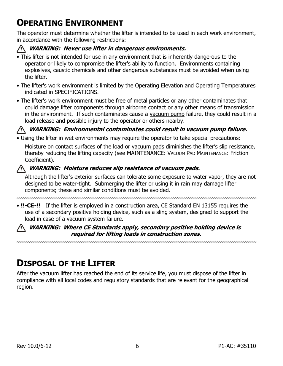 Perating, Nvironment, Isposal of the | Ifter | Wood’s Powr-Grip P11104AC User Manual | Page 8 / 24