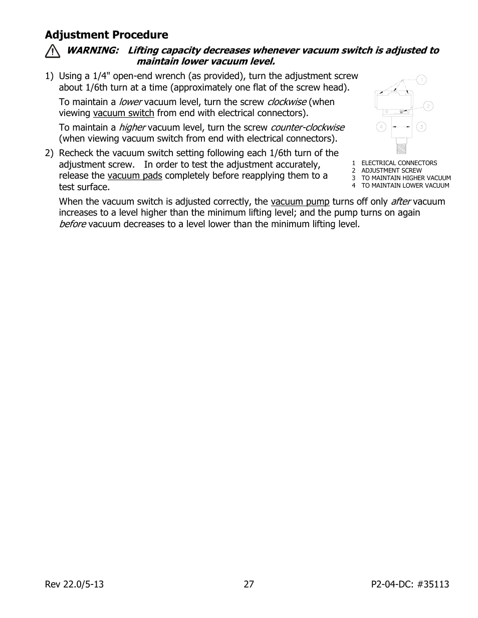Adjustment procedure | Wood’s Powr-Grip P2110445DC User Manual | Page 29 / 34