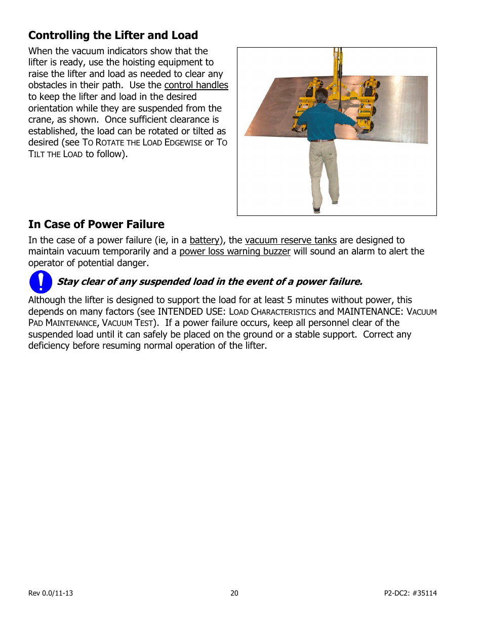 Controlling the lifter and load, In case of power failure | Wood’s Powr-Grip PCFT2SA47 User Manual | Page 22 / 38