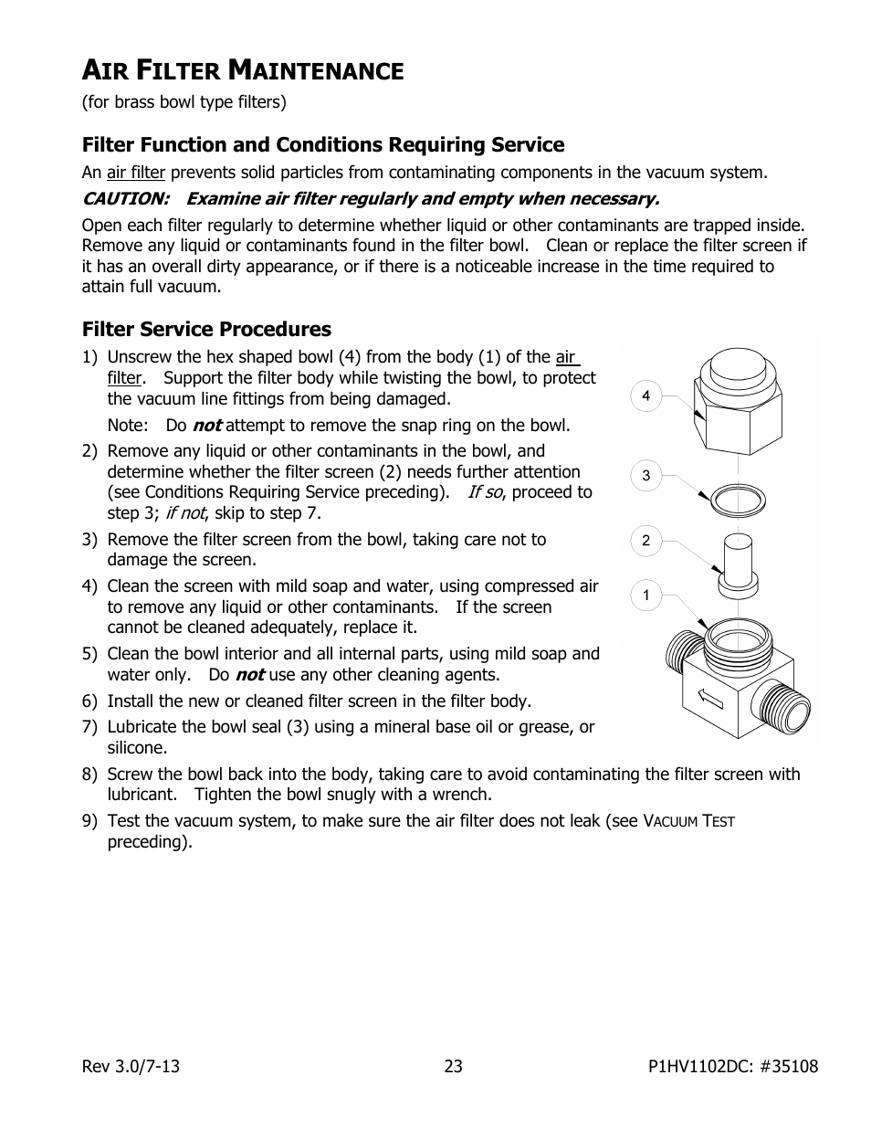 Ilter, Aintenance, Filter function and conditions requiring service | Filter service procedures | Wood’s Powr-Grip P1HV1102DC User Manual | Page 25 / 32