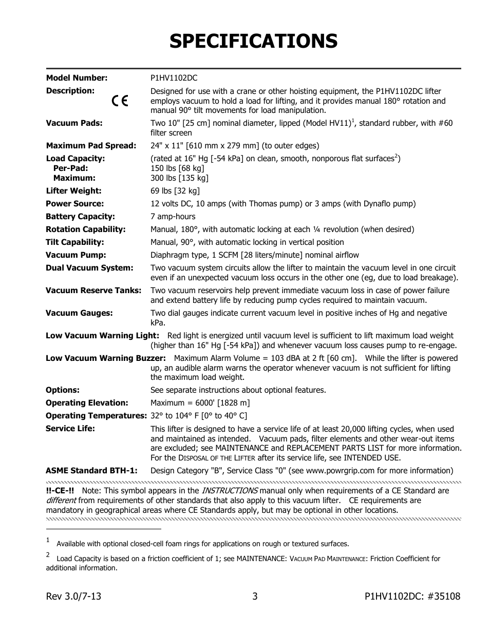 Specifications | Wood’s Powr-Grip P1HV1102DC User Manual | Page 5 / 32