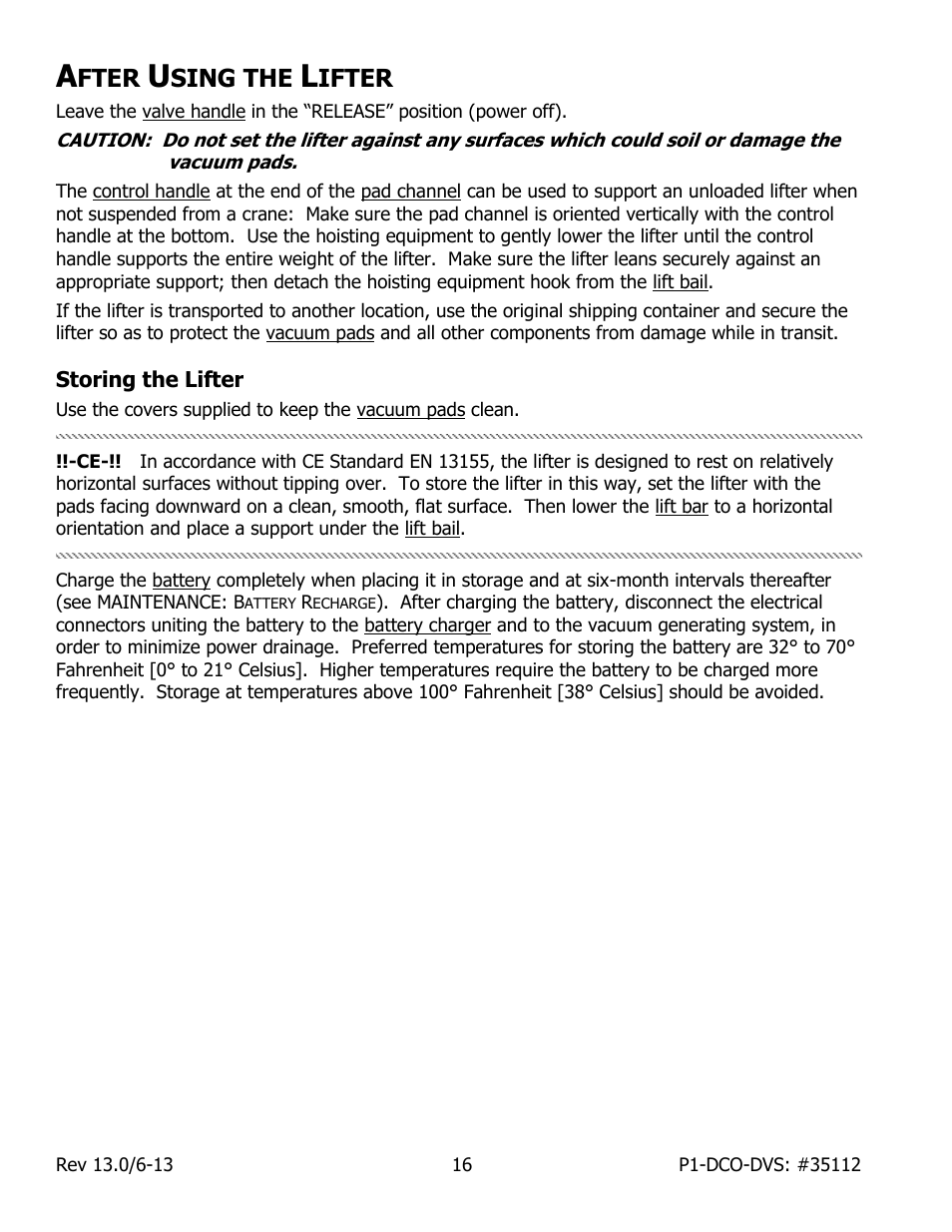 Fter, Sing the, Ifter | Storing the lifter | Wood’s Powr-Grip P11104DCO User Manual | Page 18 / 32