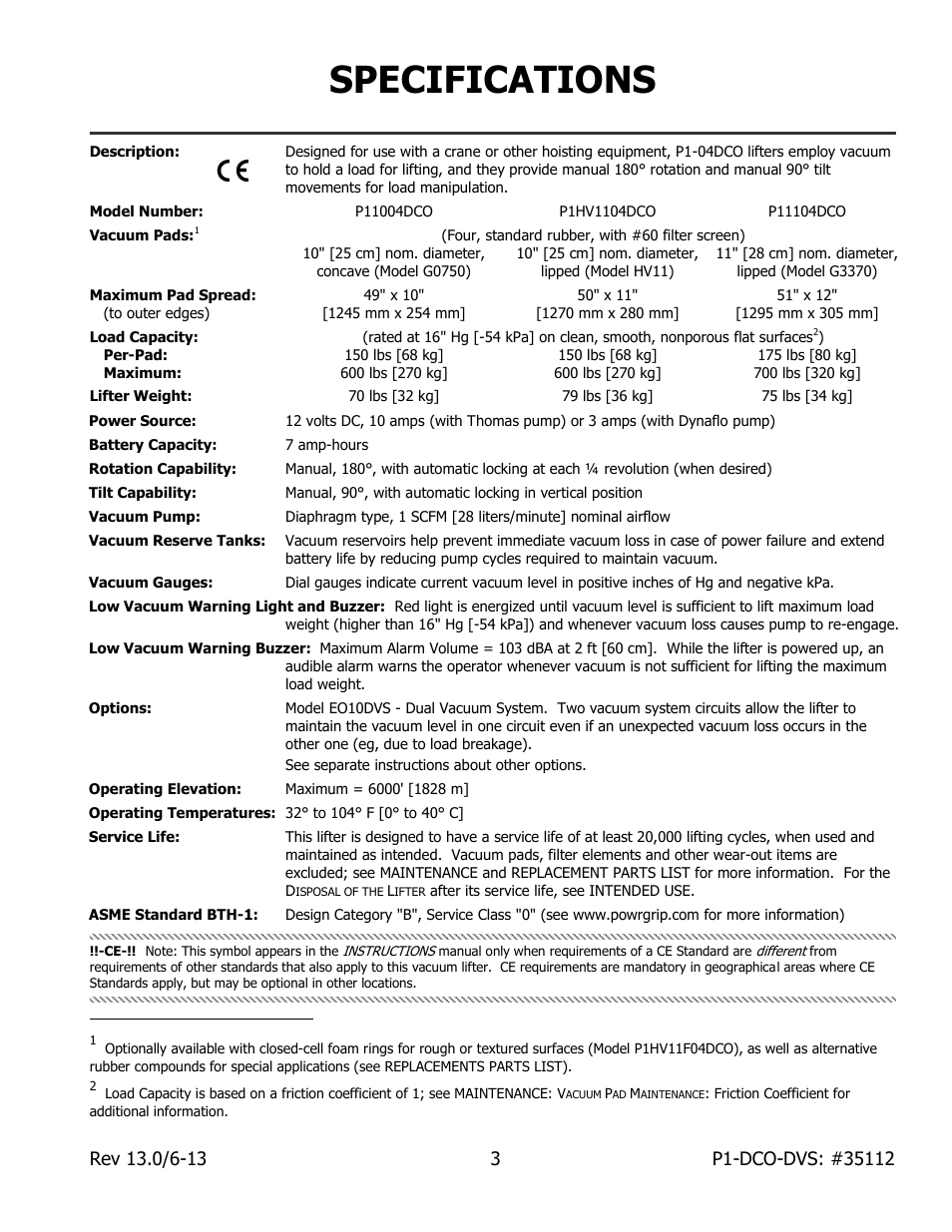 Specifications | Wood’s Powr-Grip P11104DCO User Manual | Page 5 / 32