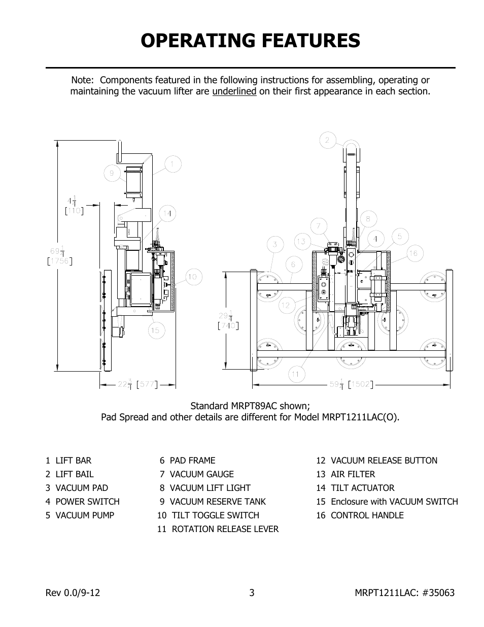 Operating features | Wood’s Powr-Grip MRPT1211LAC User Manual | Page 5 / 26