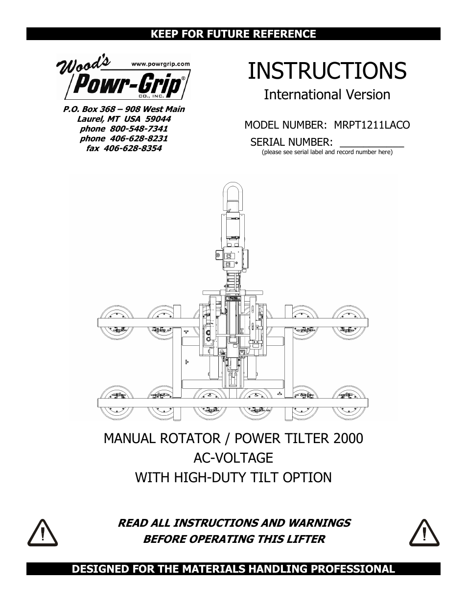 Wood’s Powr-Grip MRPT1211LACO User Manual | 27 pages