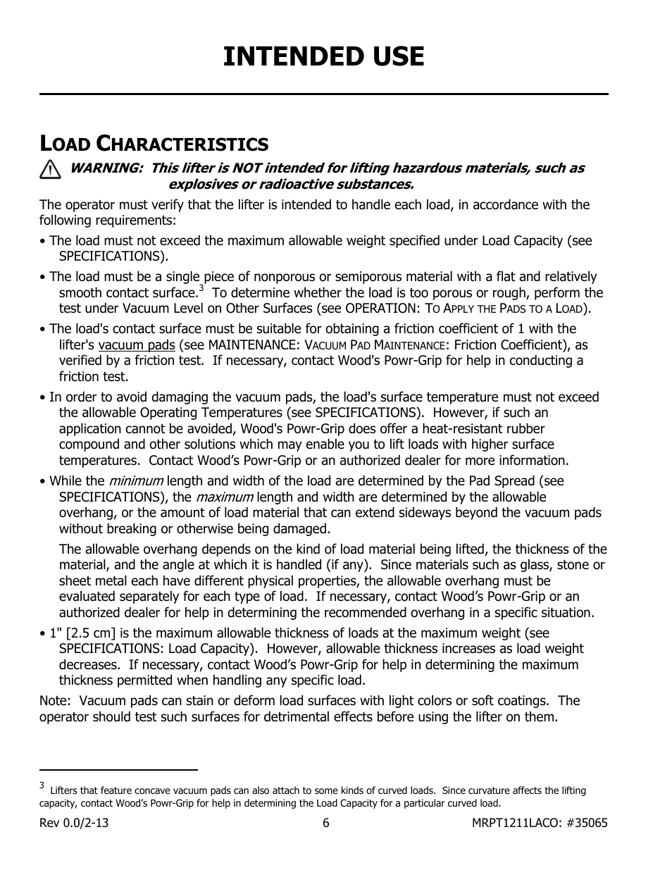 Intended use, Haracteristics | Wood’s Powr-Grip MRPT1211LACO User Manual | Page 8 / 27