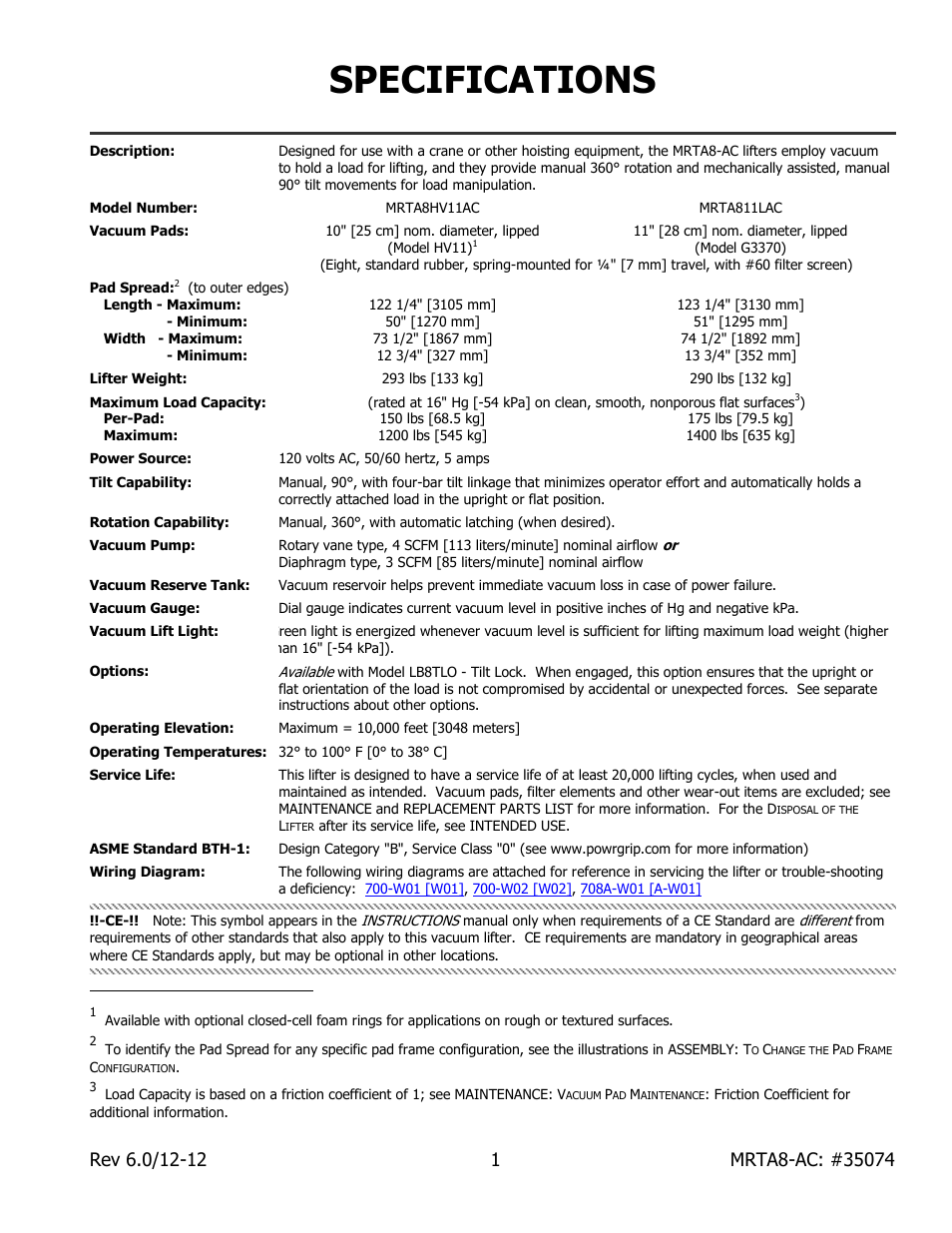 Specifications | Wood’s Powr-Grip MRTA8-AIR User Manual | Page 3 / 29